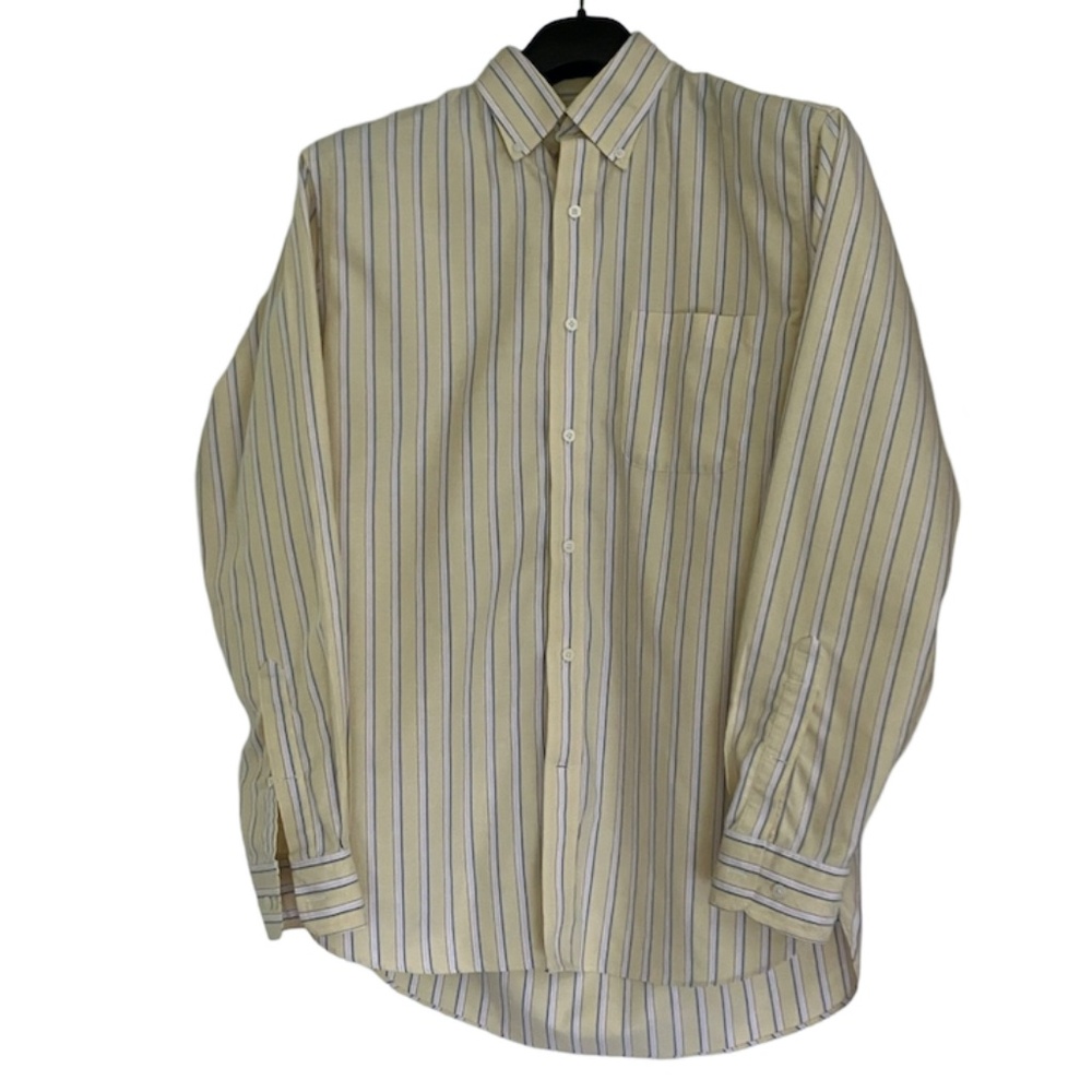 Lands' End: 15/34 Men's Patterned No Iron Supima® Oxford Dress Shirt